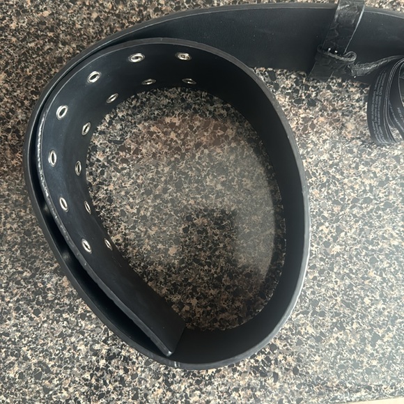 All Saints Black Croc Embossed Belt with Silver Buckle - Picture 9 of 10